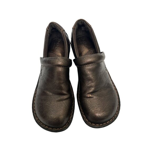 Born BOC Brown Bronze Leather Cushioned Padded Slip-On Clogs Comfort Shoes - Picture 6 of 12